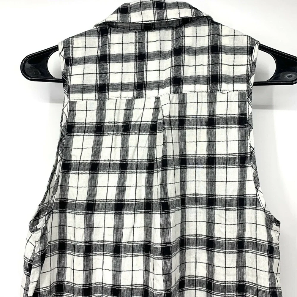 Forever 21 Black White Plaid Midi Shirt Dress_9